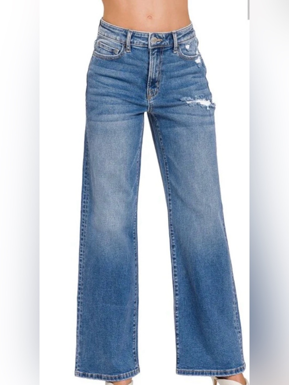 Zenana Outfitters Medium Blue Wide-Leg Jeans